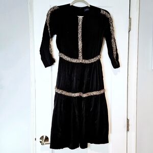 Noni Black Embellished Cocktail Dress 3/4 Sleeve Modest XS